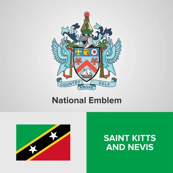 Saint Kitts e Nevis emblema nazionale e bandiera — Vettoriale Stock