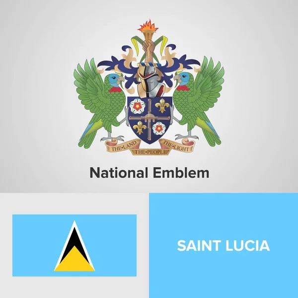 Emblema e bandeira nacional de Santa Lúcia — Vetor de Stock