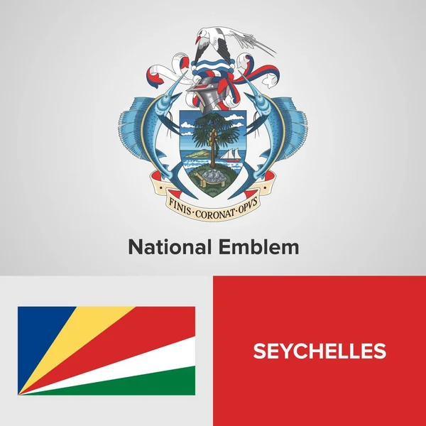 Seychelles Emblema nazionale e bandiera — Vettoriale Stock
