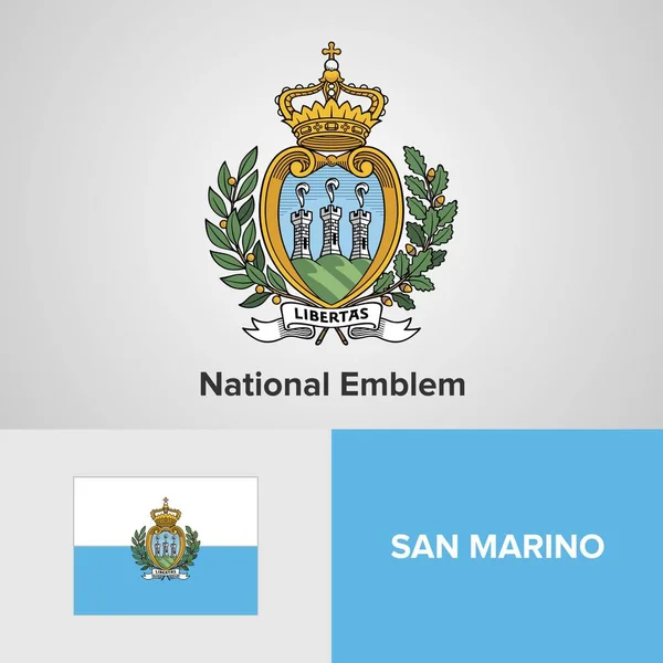 San Marino Emblema Nacional e bandeira —  Vetores de Stock