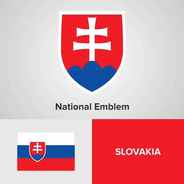Emblema e bandeira nacional da Eslováquia — Vetor de Stock