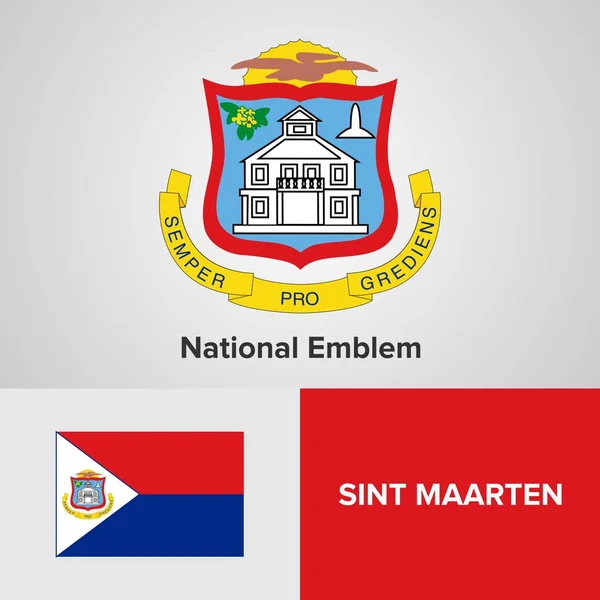 Sint Maarten emblema nazionale e bandiera — Vettoriale Stock