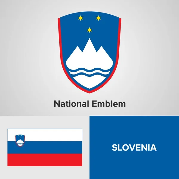 Eslovénia Emblema e bandeira nacional — Vetor de Stock
