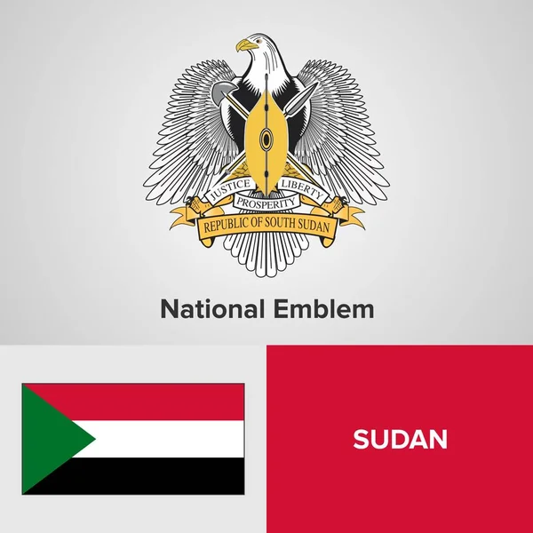 Sudan Emblema nazionale e bandiera — Vettoriale Stock