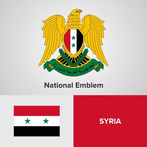 Siria Emblema nazionale e bandiera — Vettoriale Stock