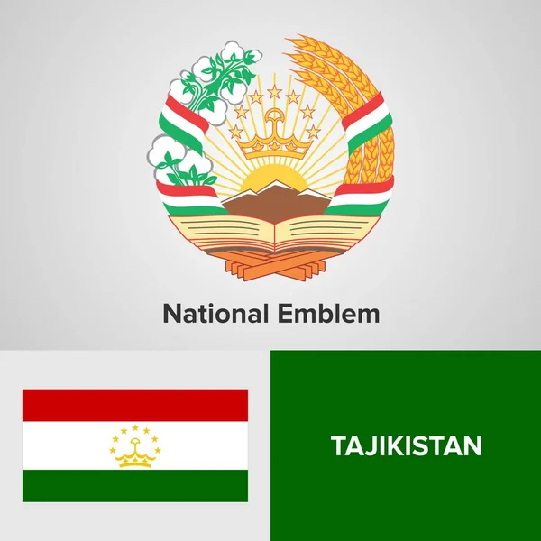 Emblema y bandera nacional de Tayikistán — Archivo Imágenes Vectoriales