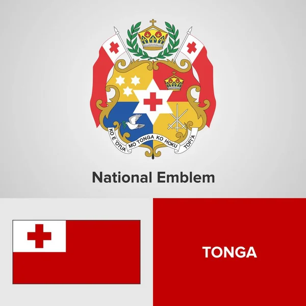 Tonga Emblema Nacional e Bandeira —  Vetores de Stock