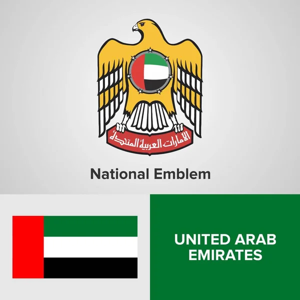 Emblema e bandeira nacional dos Emirados Árabes Unidos —  Vetores de Stock