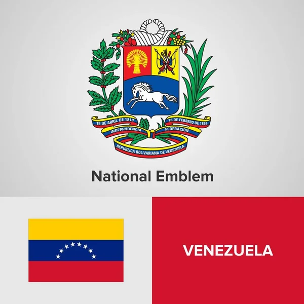 委内瑞拉国家国徽和国旗 — 图库矢量图片
