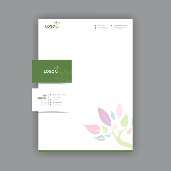 Desain kartu hijau profesional dan kop surat - Stok Vektor
