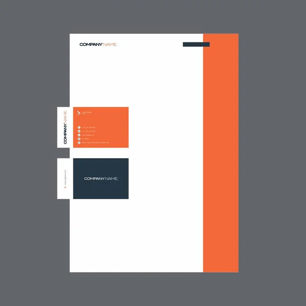 Tarjeta de visita naranja y membrete de diseño — Vector de stock