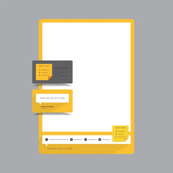 Carte de visite jaune et papier à en-tête Design — Image vectorielle