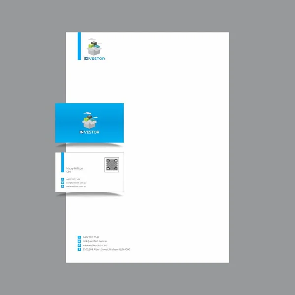 Tarjeta de visita azul corporativa y diseño de membrete — Vector de stock