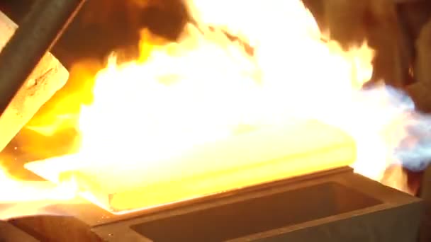 Molten Gold Poured Forms Heavy Large Bullions — Stock Video