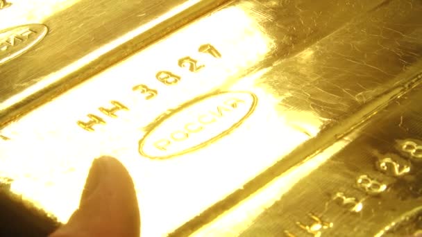 Enormoua Bullion Held Hands Manufacturers Bullion Produced Plant Gold Riches — Stock Video