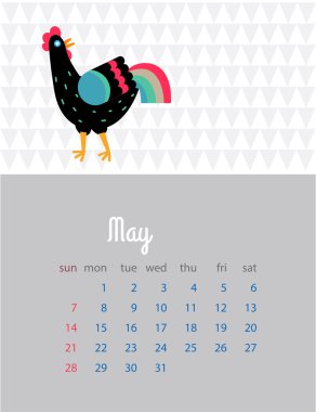 Aylık takvim 2017. Kızıl Horoz Yılı. Takvim ile bir 