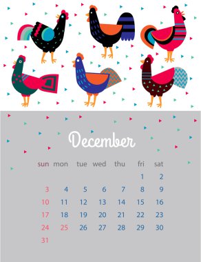 Aylık takvim 2017. Kızıl Horoz Yılı. Takvim ile bir 