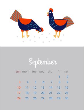 Aylık takvim 2017. Kızıl Horoz Yılı. Takvim ile bir 