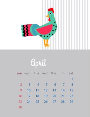 Aylık takvim 2017. Kızıl Horoz Yılı. Takvim ile bir 