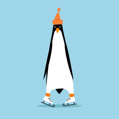 Vektör penguen düz bir tarzda