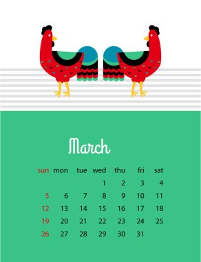 horoz takvim sayfası