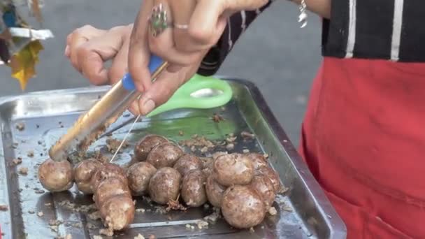 Tailandia Comida Callejera Tiene Muchos Platos Deliciosos Muchos Tipos Platos — Vídeo de stock