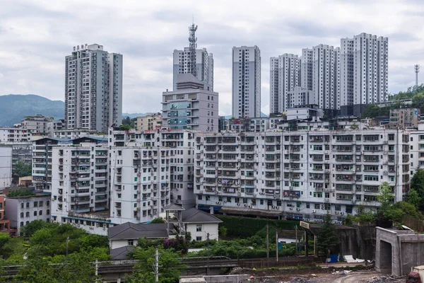 Vista Ciudad Wulong Chongqing Edificios Gran Altura Residencial Moderno Centro —  Fotos de Stock