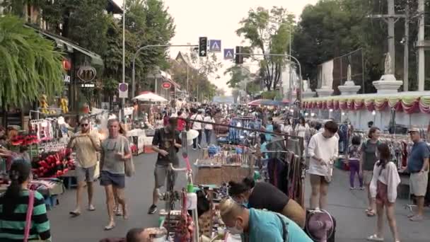 Chiang Mai Thailand März 2020 Chiang Mai Sonntagsmarkt Und Fußgängerzone — Stockvideo