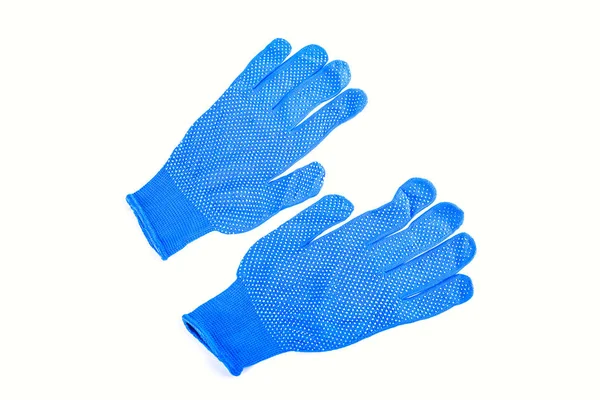 Изолированная на белом фоне пара синих перчаток для работы — стоковое фото