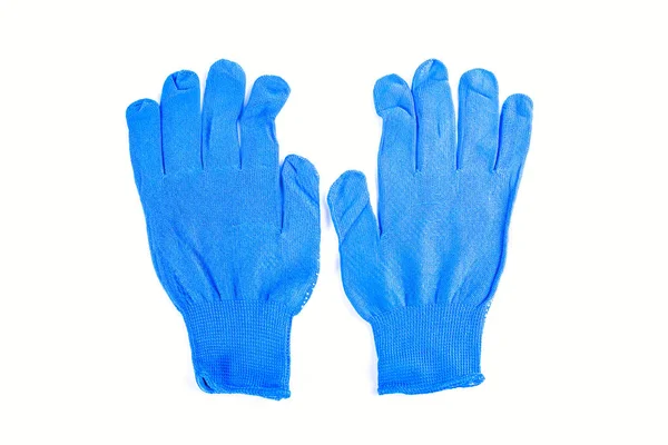Новая пара синих перчаток для работы. Изолированный на белом фоне . — стоковое фото