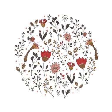 Daire vektör çiçek desenli