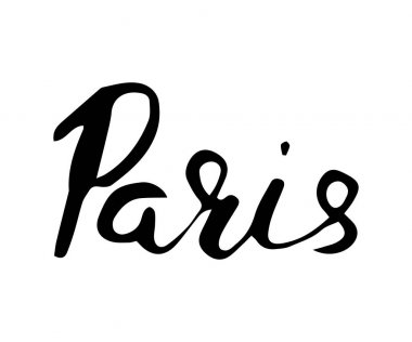 Paris el yazı. Beyaz arka plan üzerinde izole.