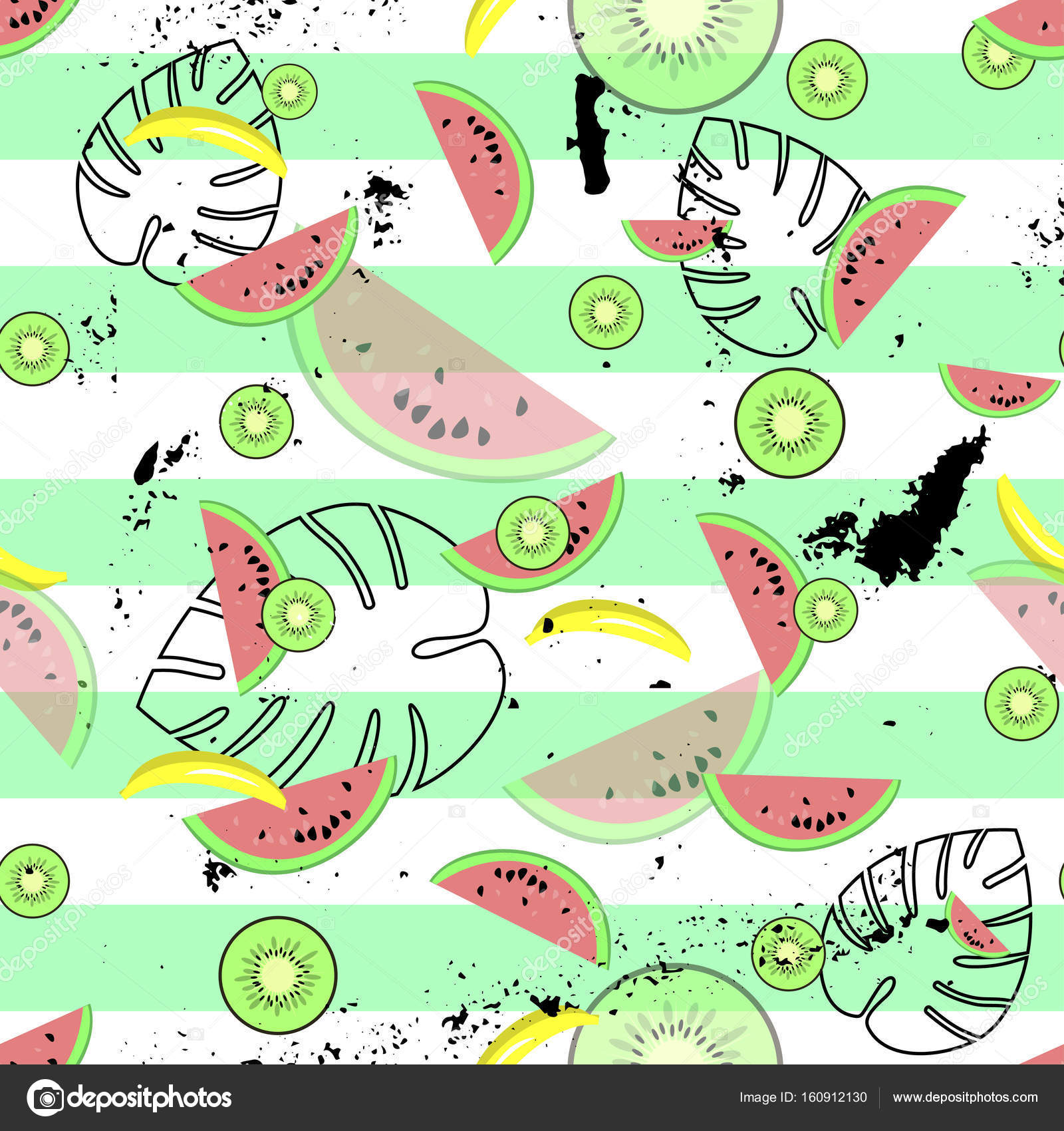 Hawaiian seamless pattern with tropical fruits and plants — Stock Vector