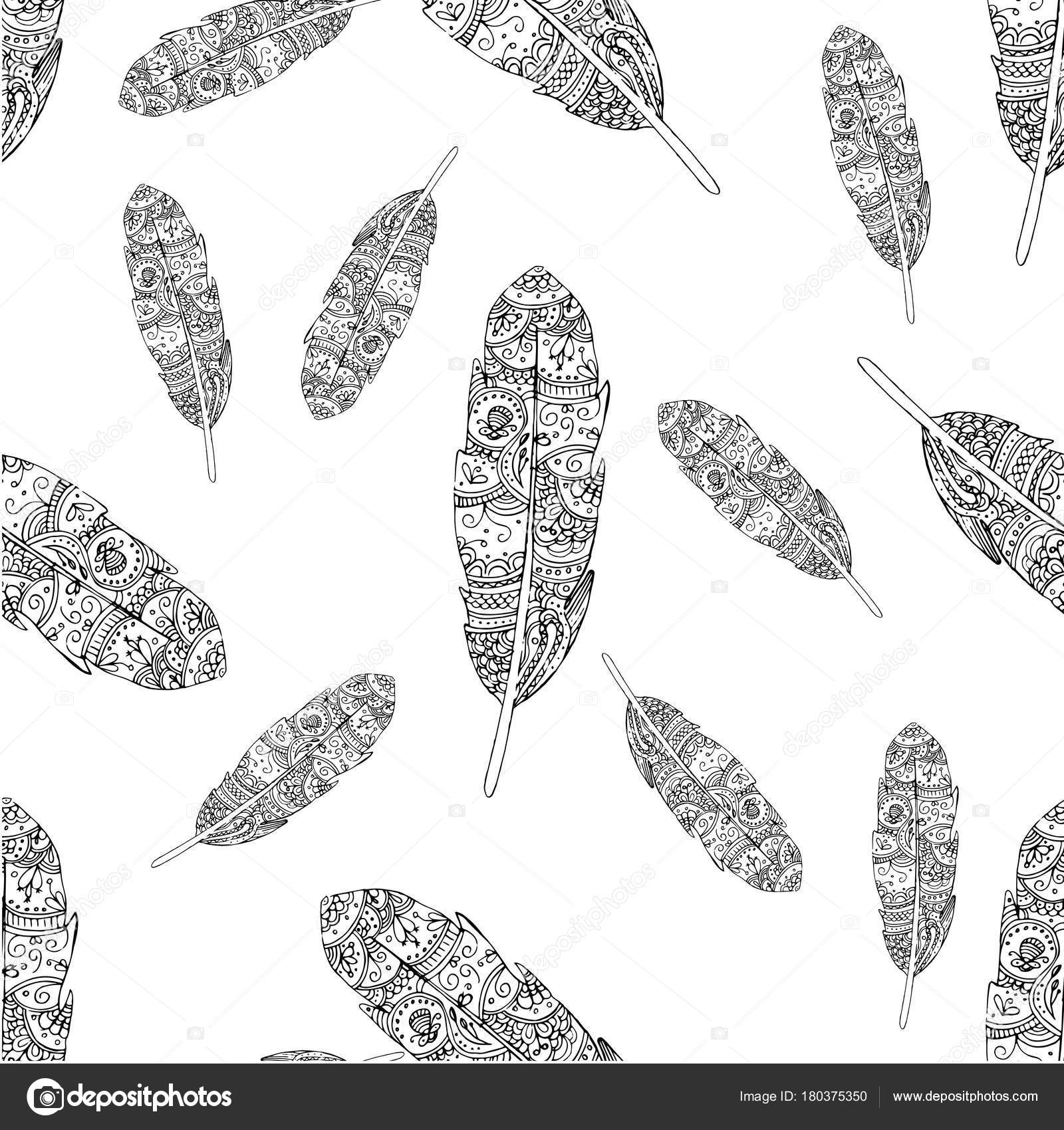 Hand-gezogene Feder-Muster. Zentangle Stil. — Stockvektor ...