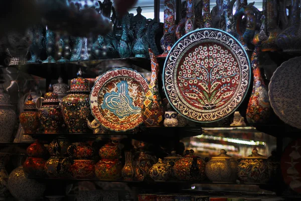 Traditional oriental dishes at Istanbul market