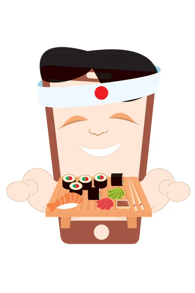 Livraison de nourriture japonaise — Image vectorielle