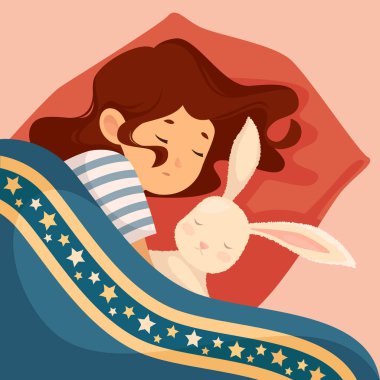 Bunny ile uyuyan kız 