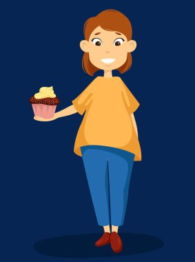 Kız pasta çizim ile