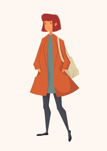 Mujer joven en la calle — Vector de stock