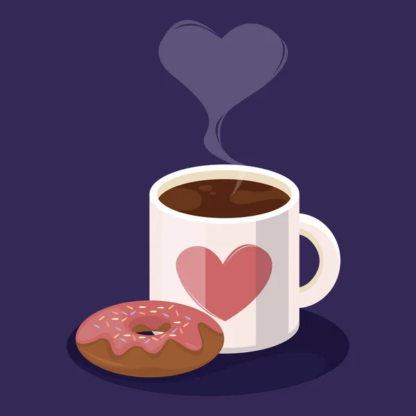 Snídaně káva a koblihy — Stockový vektor