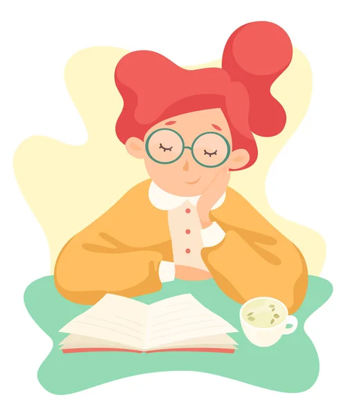 Linda chica leyendo — Vector de stock