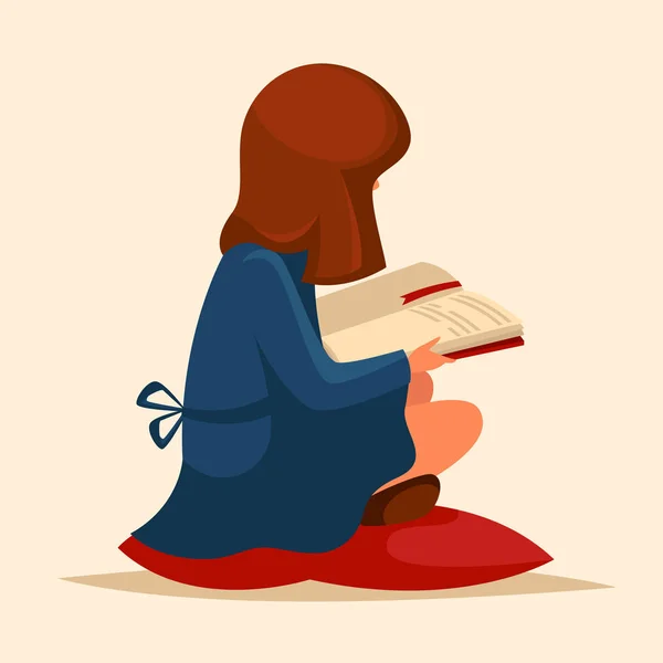 Flicka läsa bok — Stock vektor