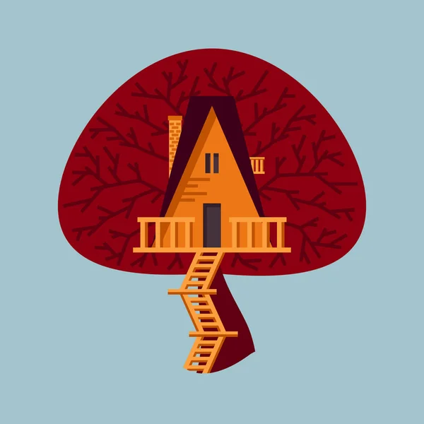 Maison en bois sur l'arbre — Image vectorielle