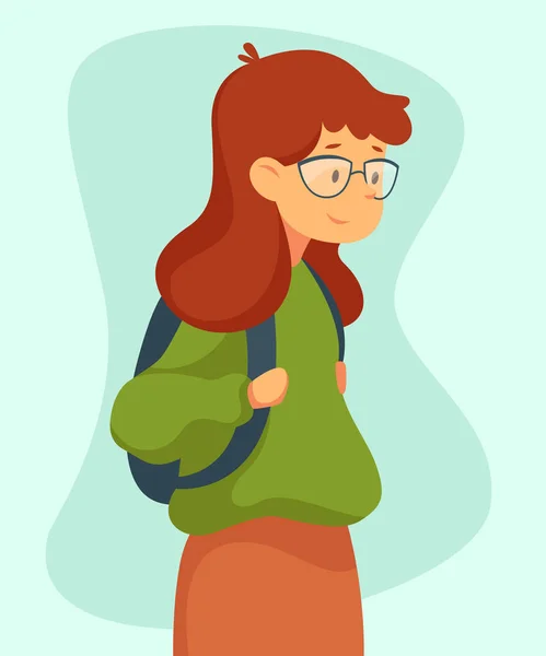 Linda chica de escuela — Vector de stock