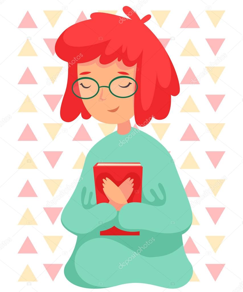 Girl book lover vector illustration