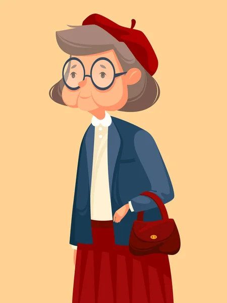 Grand-mère en chapeau rouge — Image vectorielle