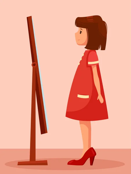 Girl looking in mirror — Stock Vector