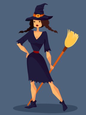 Koyu takım elbiseli genç cadı 