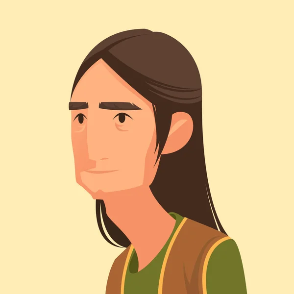Jeune homme aux cheveux longs — Image vectorielle