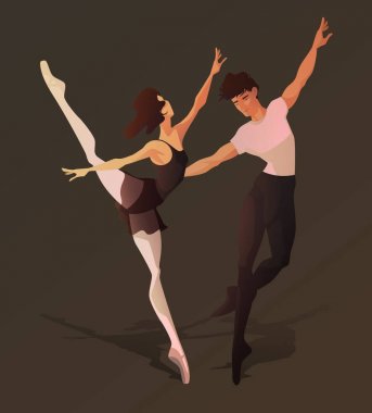Klasik bale dansçıları. Vektör karikatür çizim. Karakter tasarımı